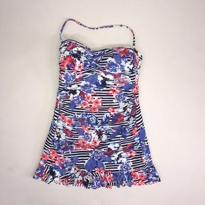 Striped Floral Convertible One Piece Suit